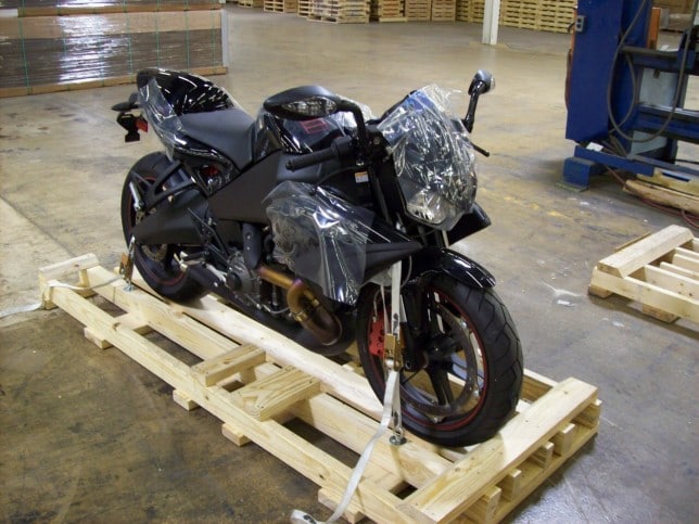 Motorbike on wood pallet